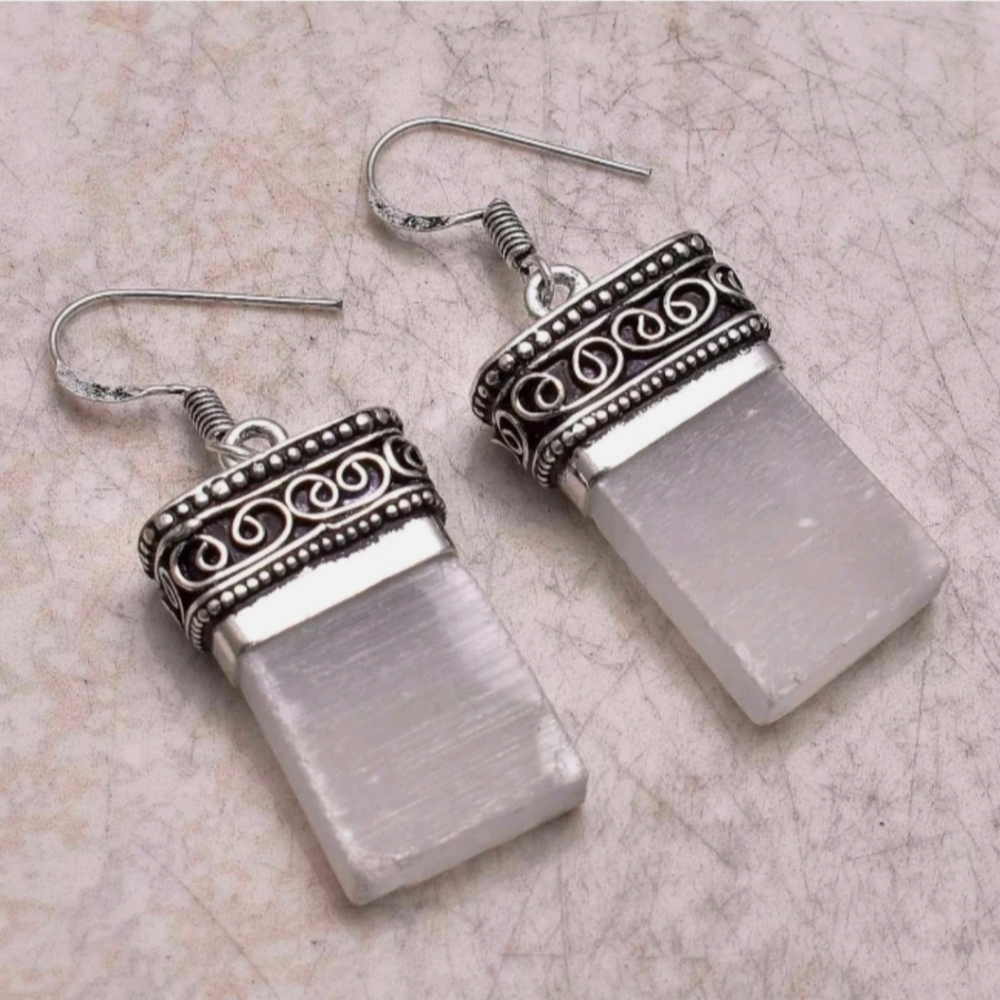 New Amazing Selenite Silver Earrings.